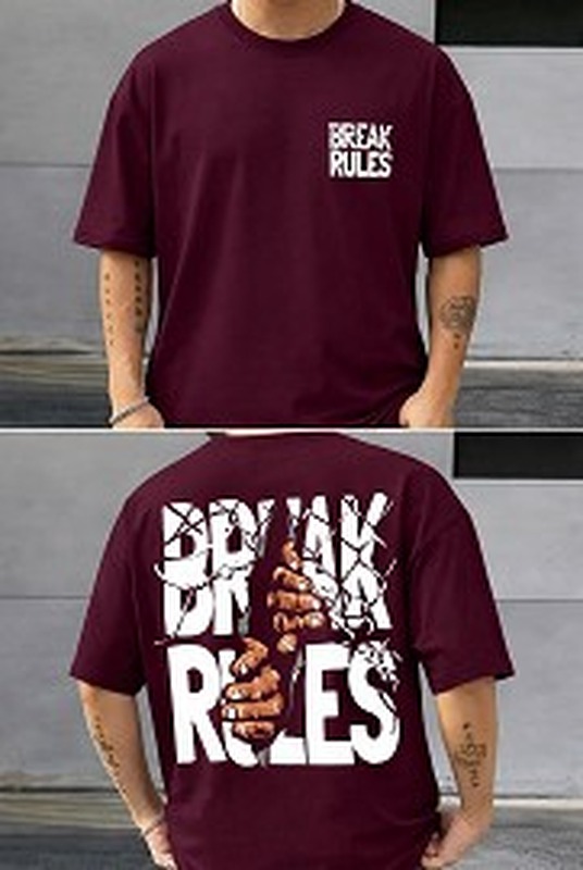 Break Rules Burgundy Oversized Tee